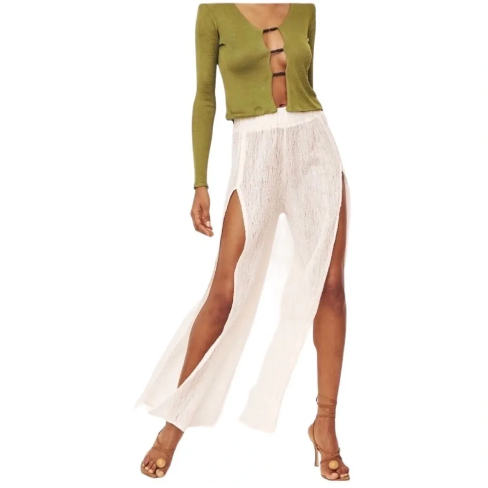 Savannah Morrow Deia Pant Ivory Linen Blend Size XXL